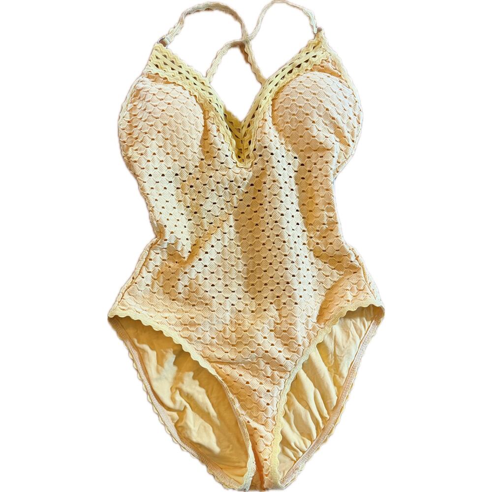 Robin Piccone One Piece Swimsuit Womens Size 4 Yellow Cross Back